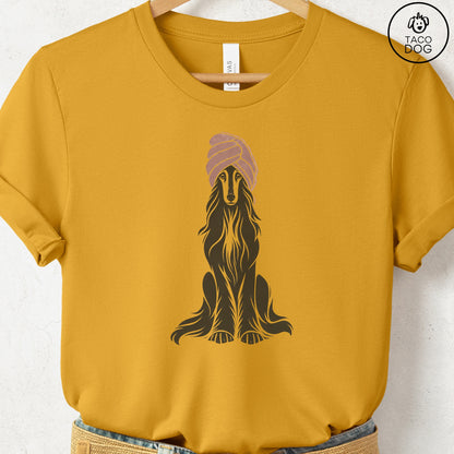 Afghan Hound Spa Linocut Tee Mustard S Taco-Dog