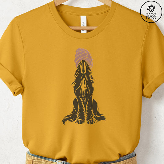 Afghan Hound Spa Linocut Tee Mustard S Taco-Dog