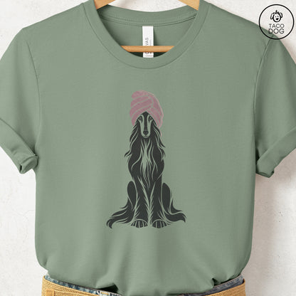 Afghan Hound Spa Linocut Tee Sage S Taco-Dog