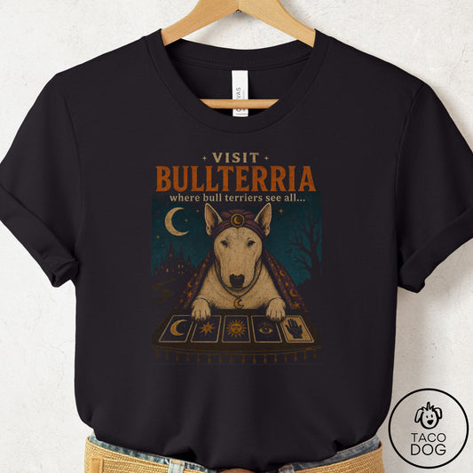 Bull Terrier Tarot T-Shirt Black Taco-Dog