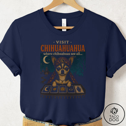Chihuahua Tarot T-Shirt Navy Taco-Dog