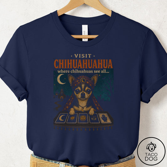 Chihuahua Tarot T-Shirt Navy Taco-Dog