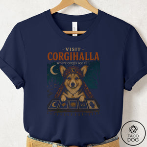 Corgi Tarot T-Shirt Navy Taco-Dog
