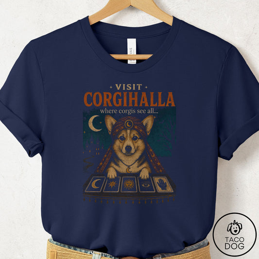 Corgi Tarot T-Shirt Navy Taco-Dog