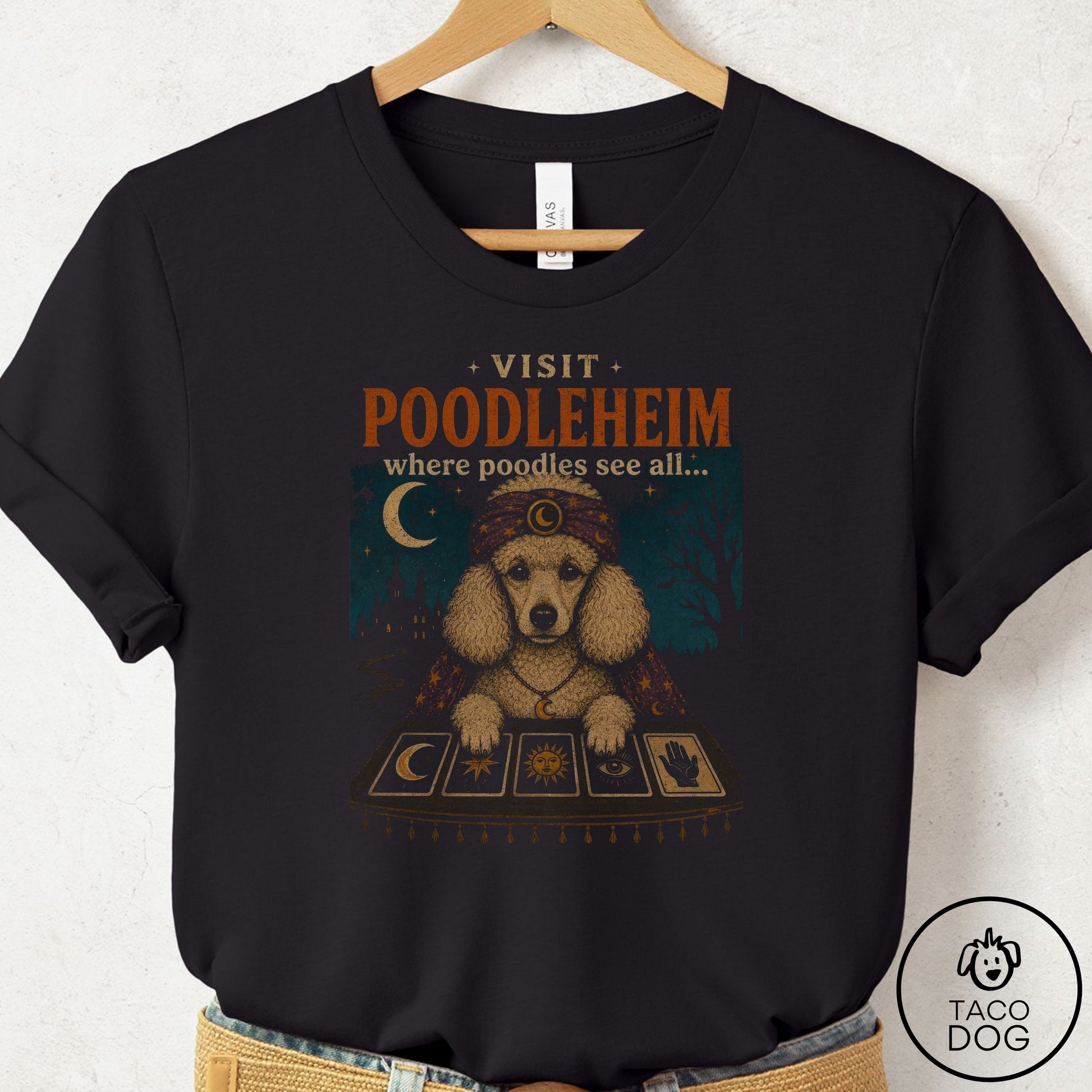 Poodle Tarot T-Shirt Black Taco-Dog