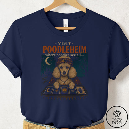 Poodle Tarot T-Shirt Navy Taco-Dog