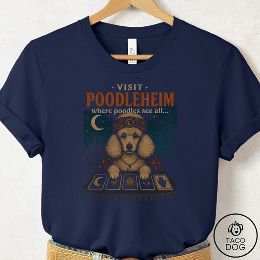 Poodle Tarot T-Shirt Navy Taco-Dog