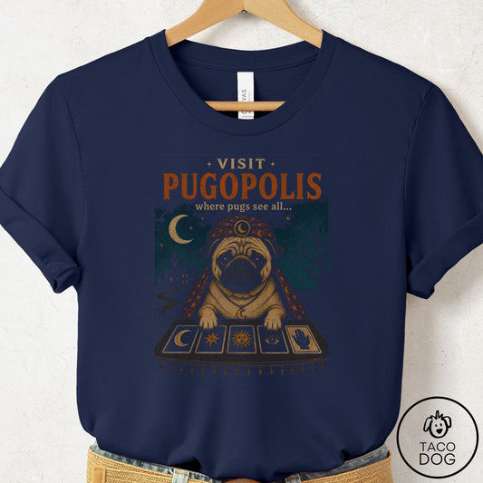 Pug Tarot T-Shirt Navy Taco-Dog