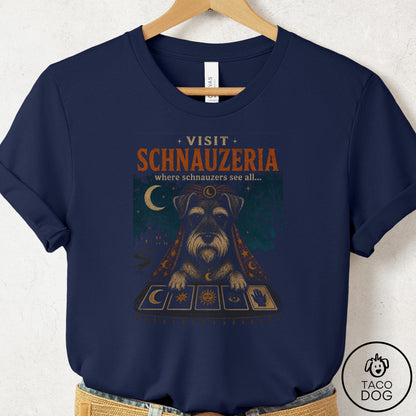 Schnauzer Tarot T-Shirt Navy Taco-Dog