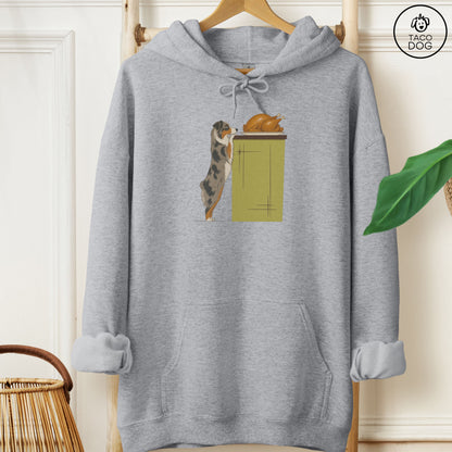 Australian Shepherd Turkey Hoodie Graphite Heather Taco-Dog