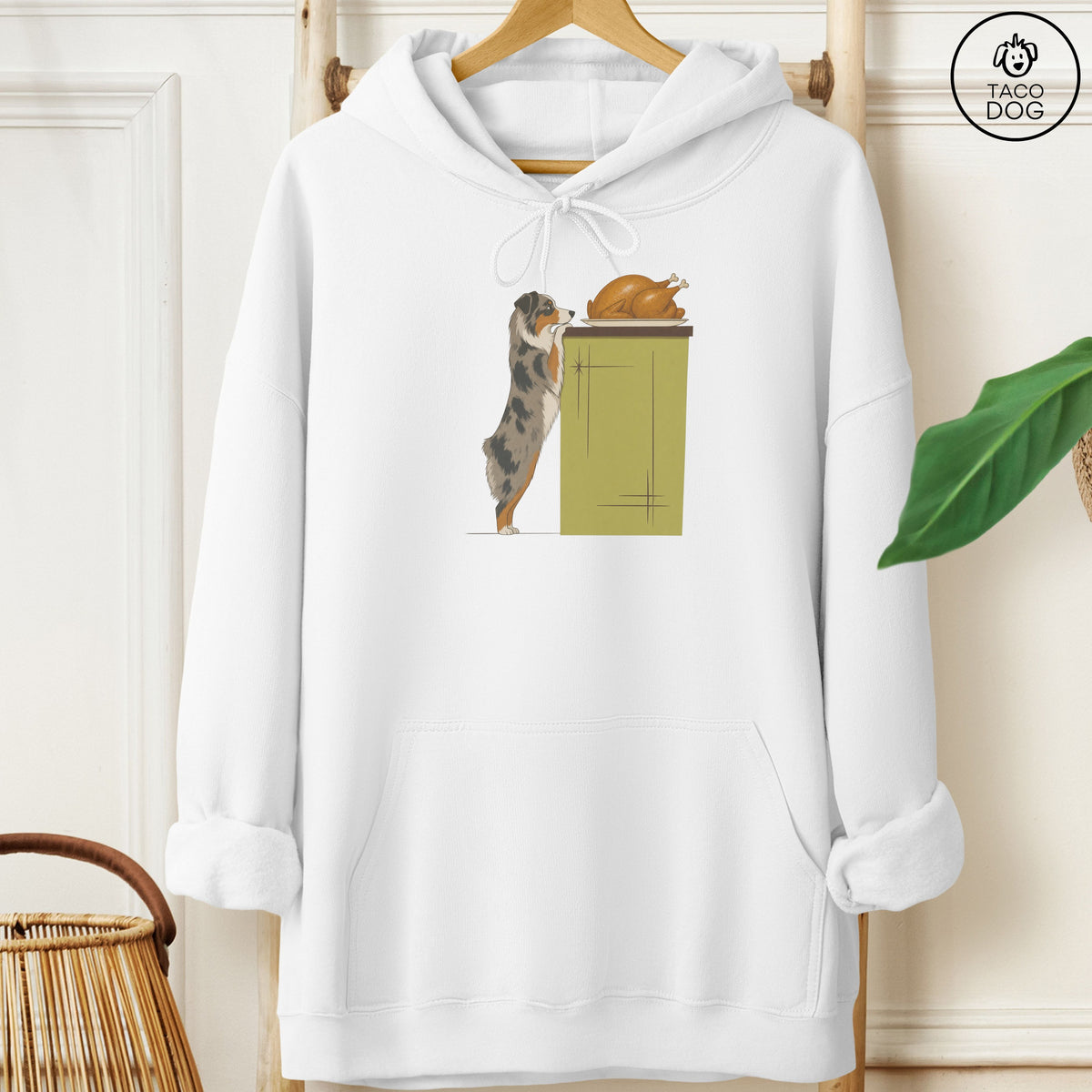 Australian Shepherd Turkey Hoodie White Taco-Dog