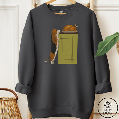 Basset Hound Turkey Sweatshirt Charcoal Taco-Dog