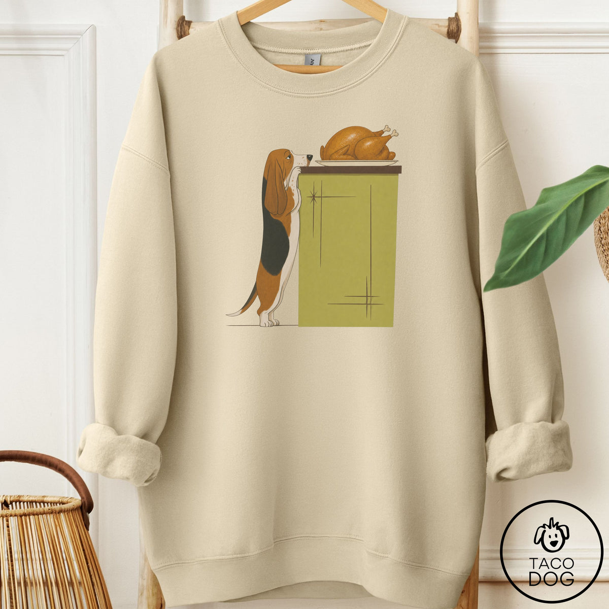 Basset Hound Turkey Sweatshirt Sand Taco-Dog