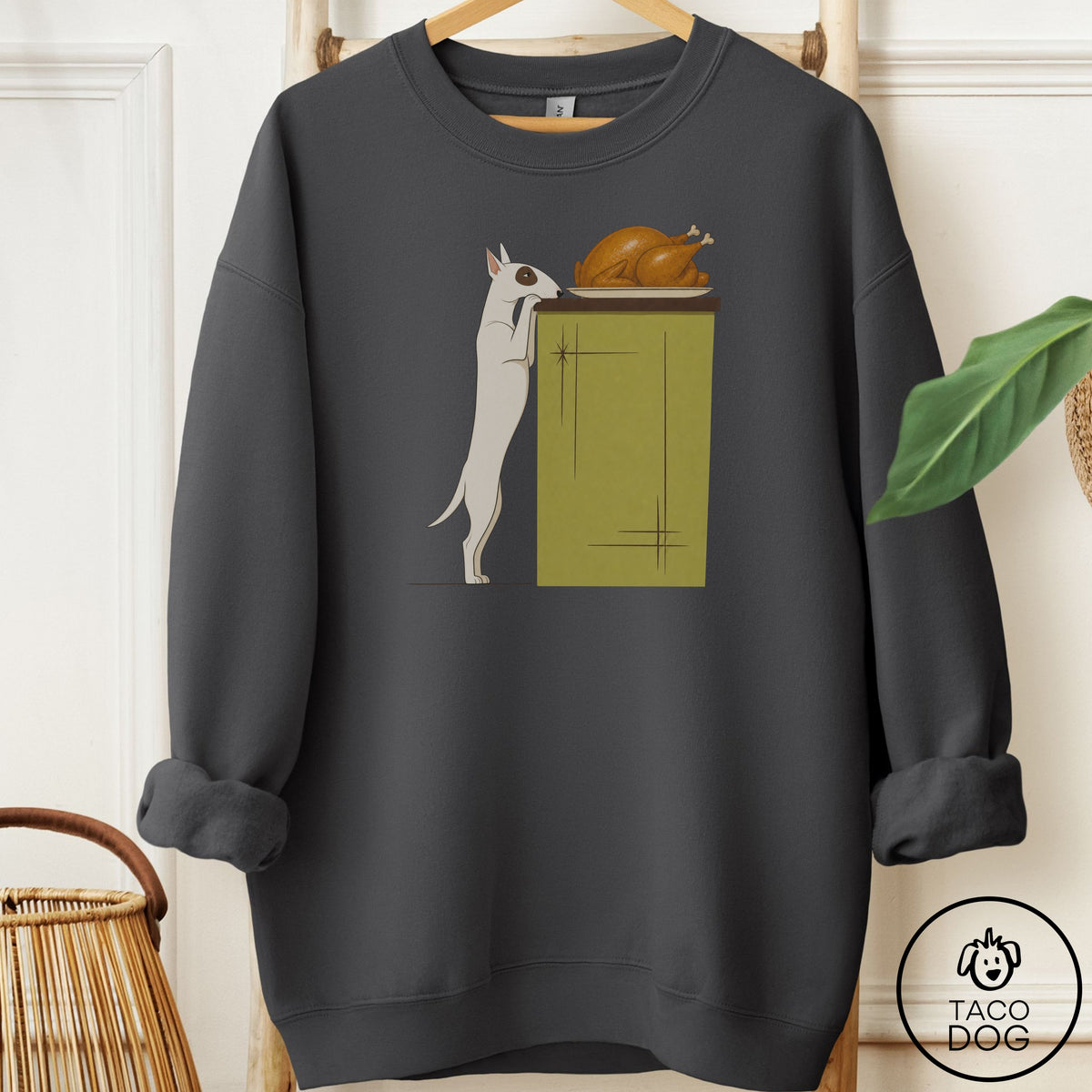 Bull Terrier Turkey Sweatshirt Charcoal Taco-Dog