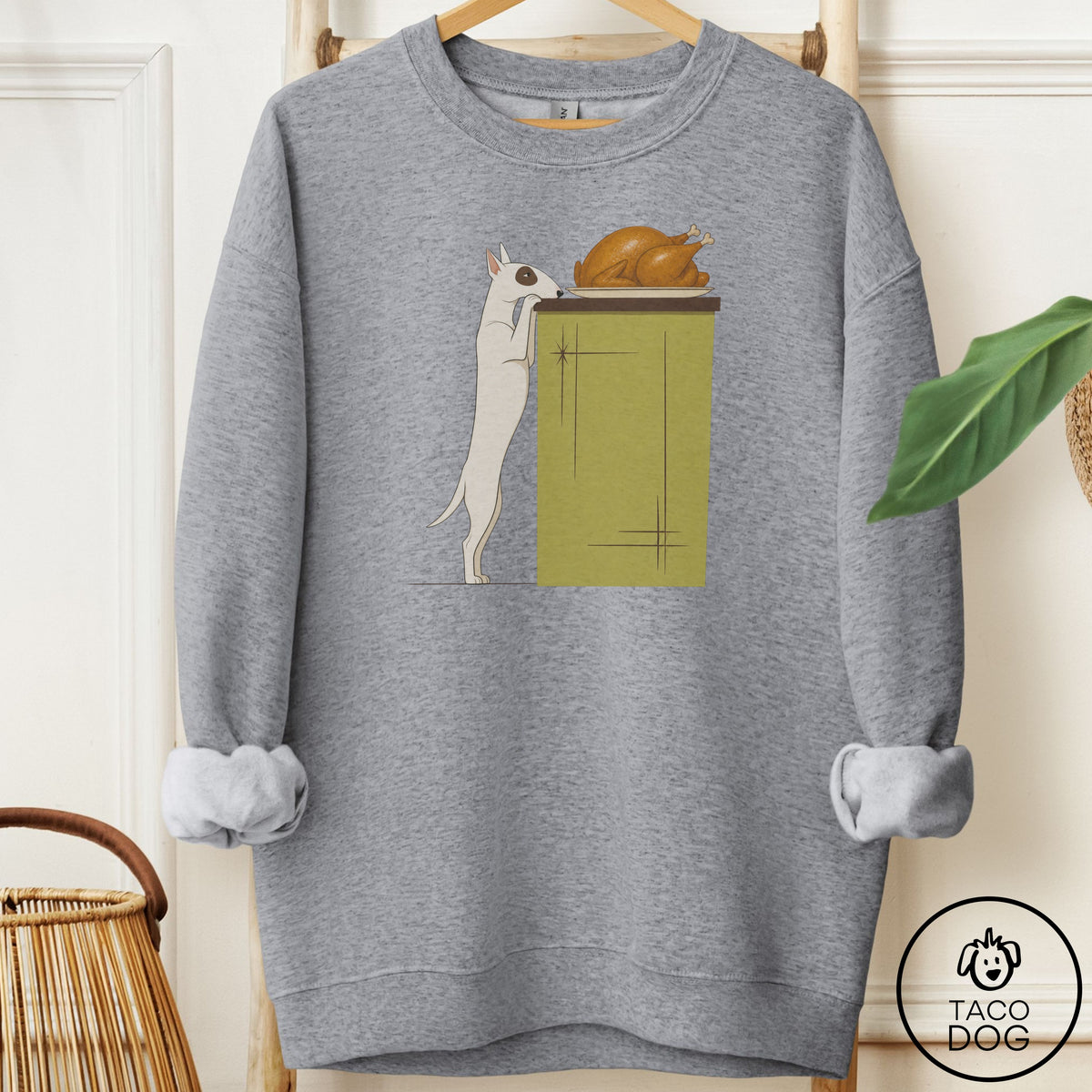 Bull Terrier Turkey Sweatshirt Graphite Heather Taco-Dog
