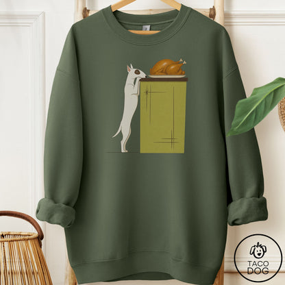 Bull Terrier Turkey Sweatshirt Military Green Taco-Dog