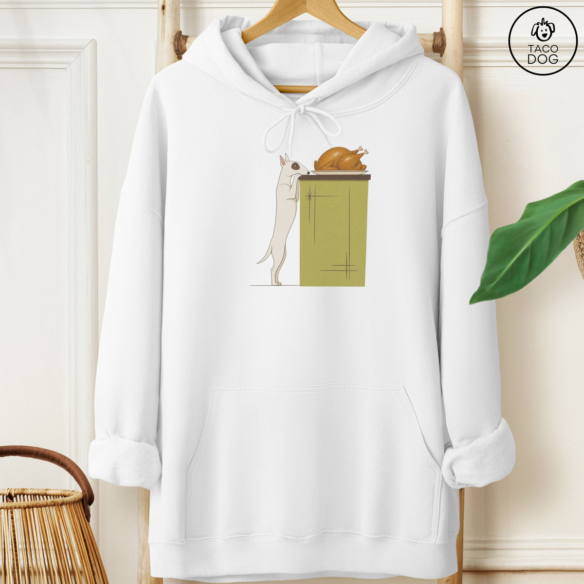 Bull Terrier Turkey Hoodie White Taco-Dog