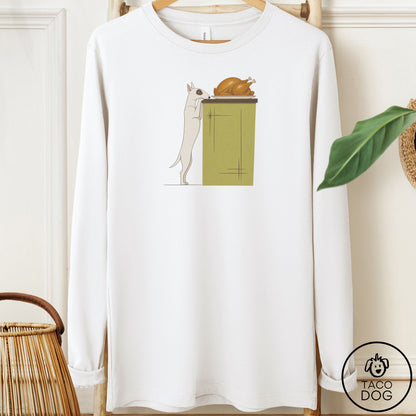 Bull Terrier Turkey Long Sleeve Tee White Taco-Dog