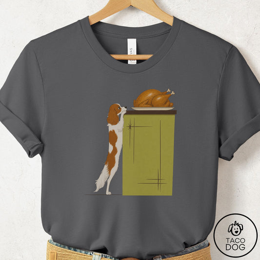 Cavalier King Charles Spaniel Turkey T-Shirt Asphalt Taco-Dog
