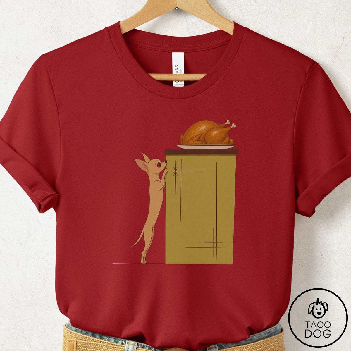 Chihuahua Turkey T-Shirt Canvas Red Taco-Dog