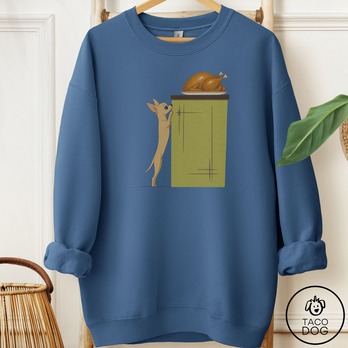 Chihuahua Turkey Sweatshirt Indigo Blue Taco-Dog