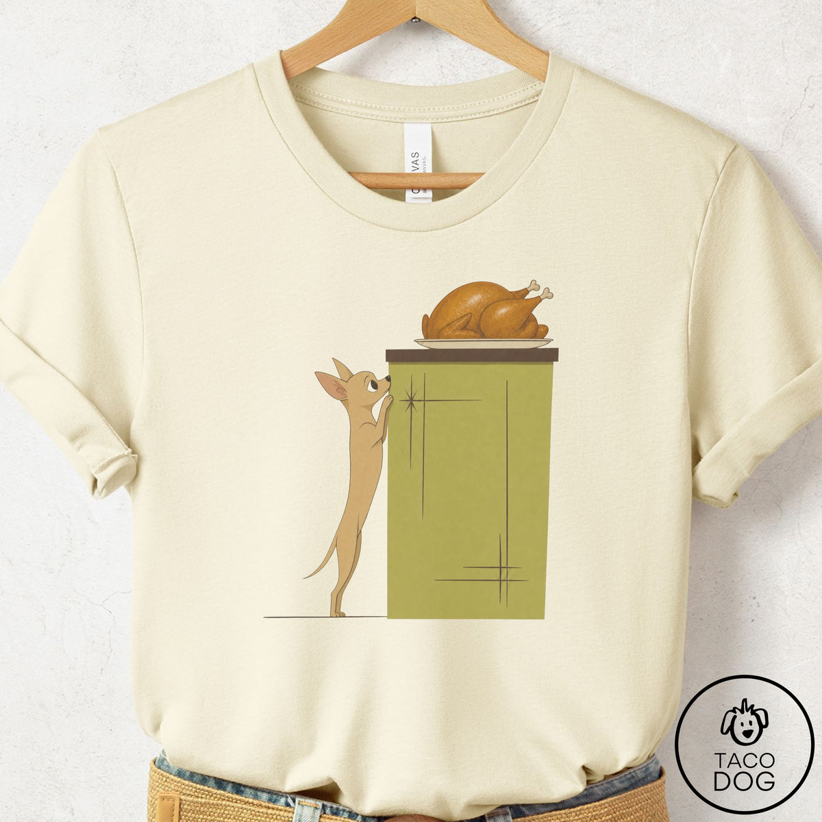 Chihuahua Turkey T-Shirt Natural Taco-Dog