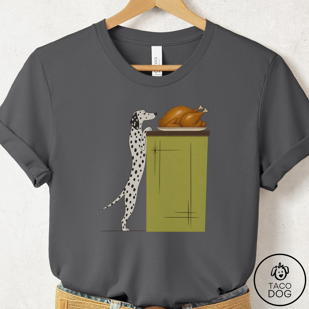Dalmatian Turkey T-Shirt Asphalt Taco-Dog