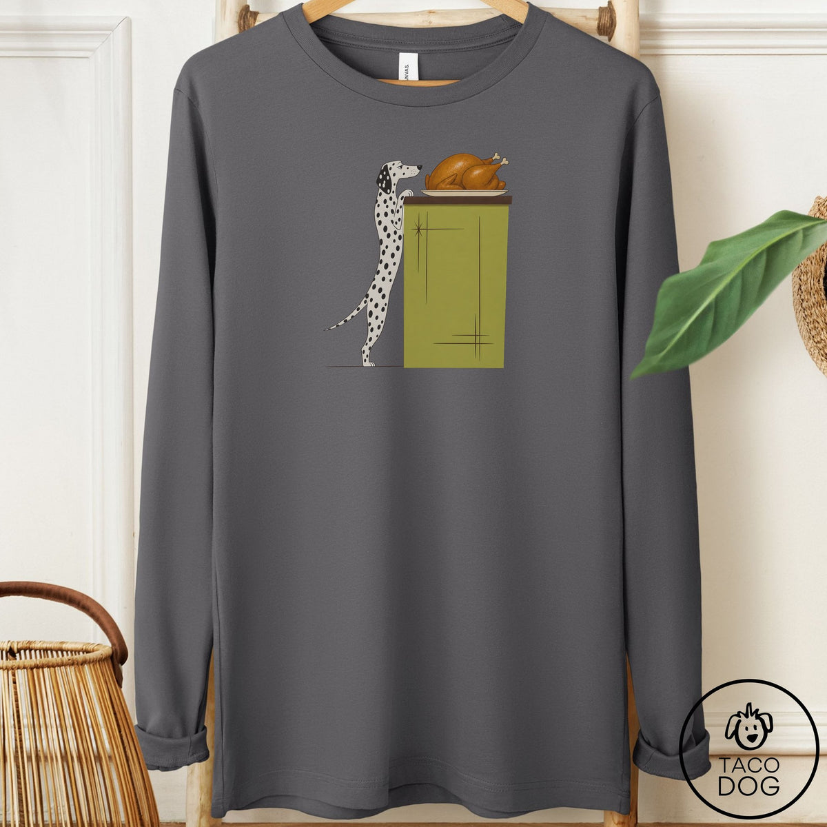 Dalmatian Turkey Long Sleeve Tee Asphalt Taco-Dog