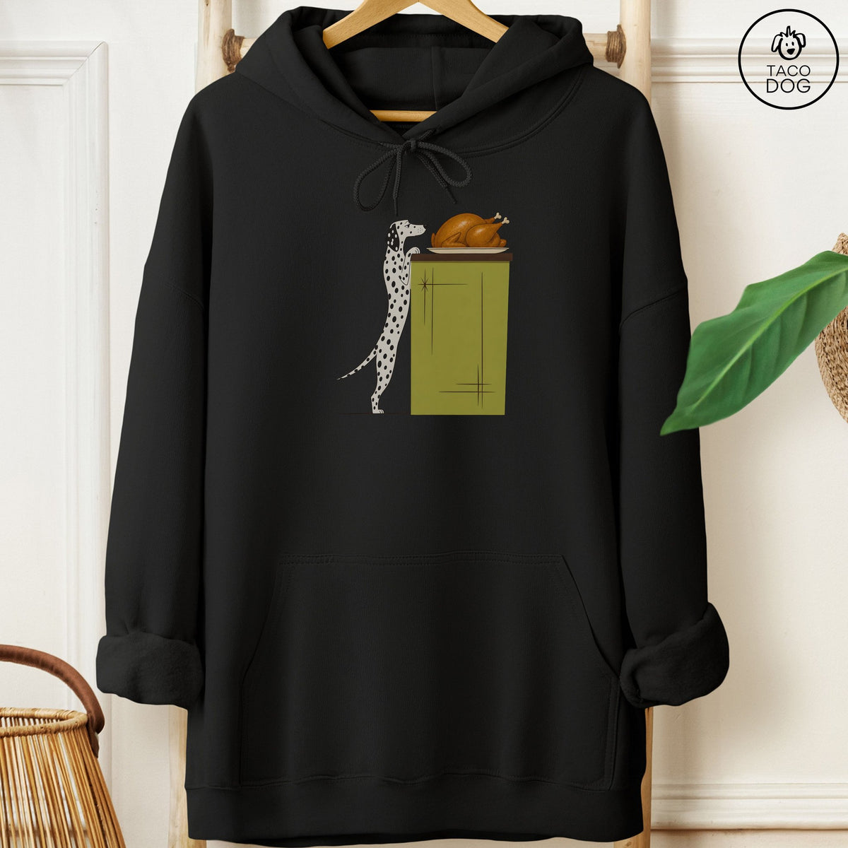 Dalmatian Turkey Hoodie Black Taco-Dog