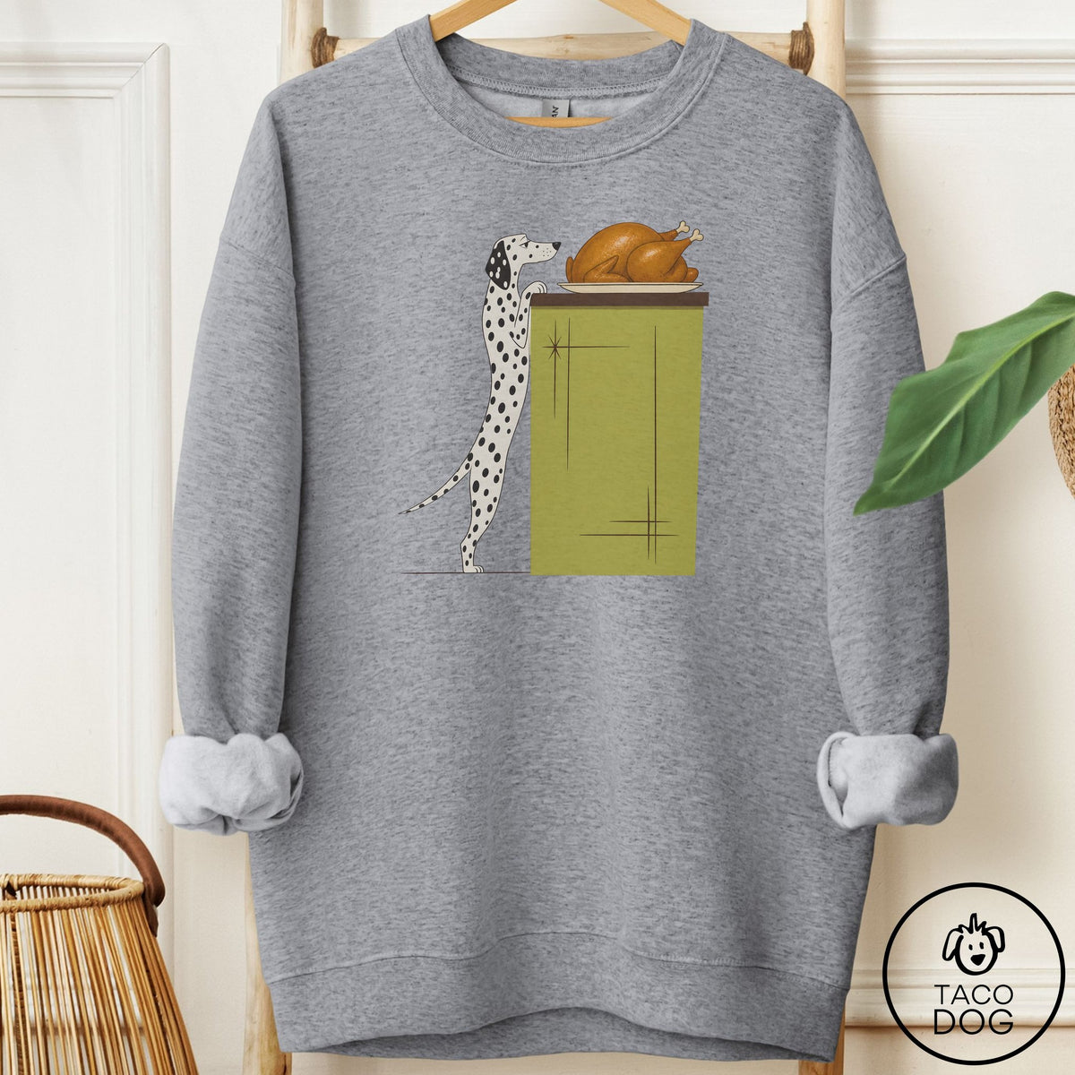Dalmatian Turkey Sweatshirt Graphite Heather Taco-Dog