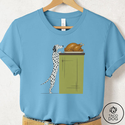 Dalmatian Turkey T-Shirt Ocean Blue Taco-Dog