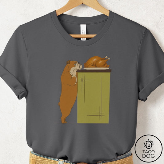English Bulldog Turkey T-Shirt Asphalt Taco-Dog