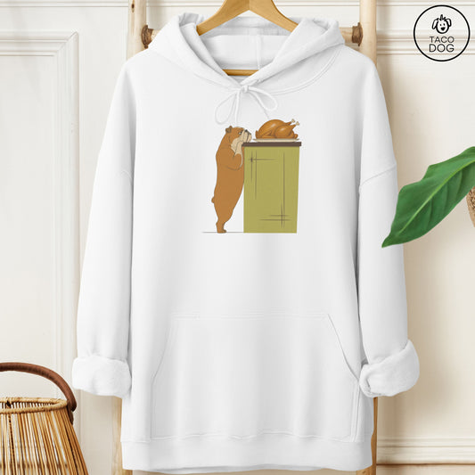 English Bulldog Turkey Hoodie White Taco-Dog