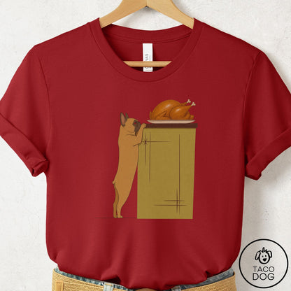 French Bulldog Frenchie Turkey T-Shirt Canvas Red Taco-Dog