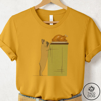 French Bulldog Frenchie Turkey T-Shirt Mustard Taco-Dog