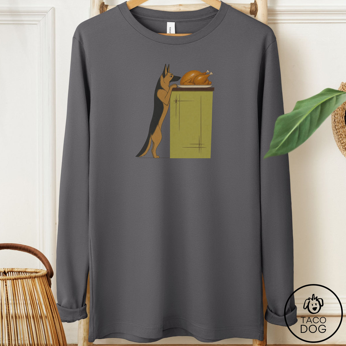 German Shepherd Turkey Long Sleeve Tee Asphalt Taco-Dog
