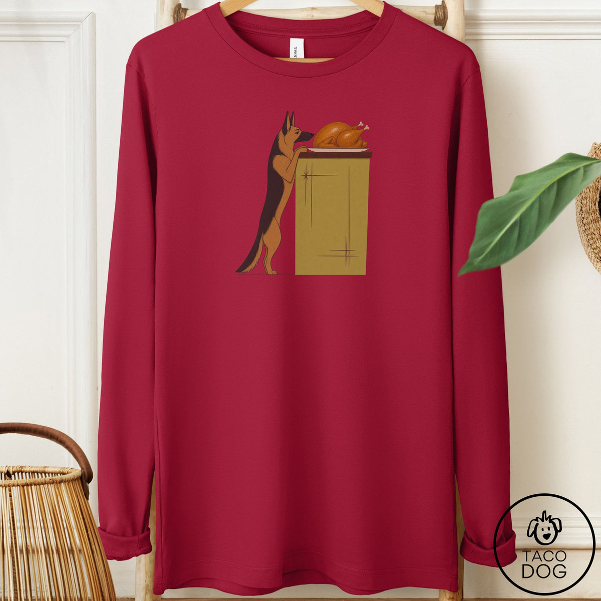 German Shepherd Turkey Long Sleeve Tee Cardinal Taco-Dog