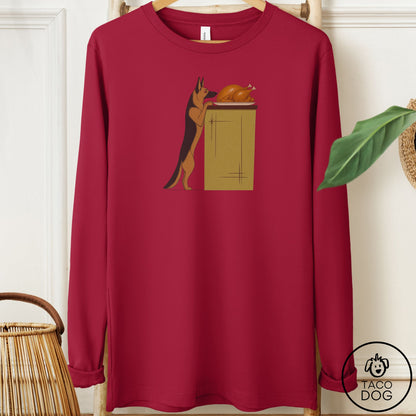 German Shepherd Turkey Long Sleeve Tee Cardinal Taco-Dog