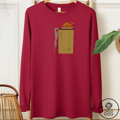 Italian Greyhound Whippet Turkey Long Sleeve Tee Cardinal Taco-Dog