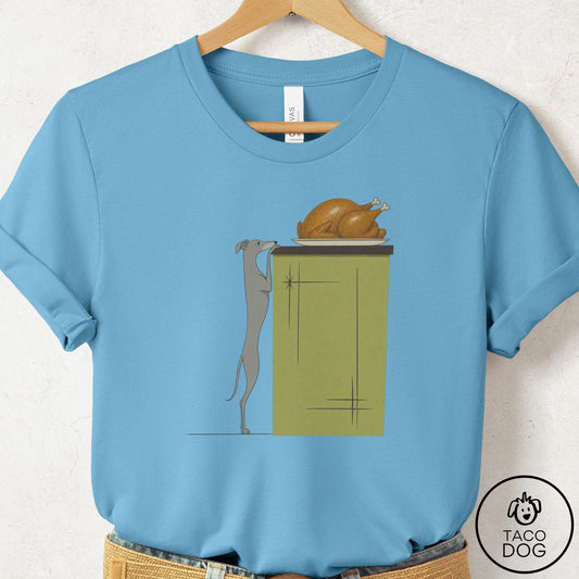 Italian Greyhound Whippet Turkey T-Shirt Ocean Blue Taco-Dog