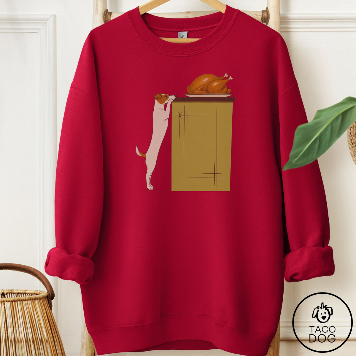 Jack Russell Turkey Sweatshirt Cardinal Red Taco-Dog