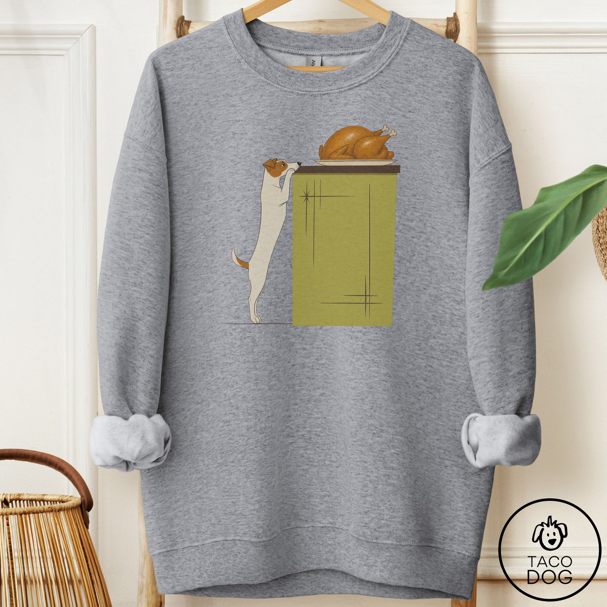 Jack Russell Turkey Sweatshirt Graphite Heather Taco-Dog