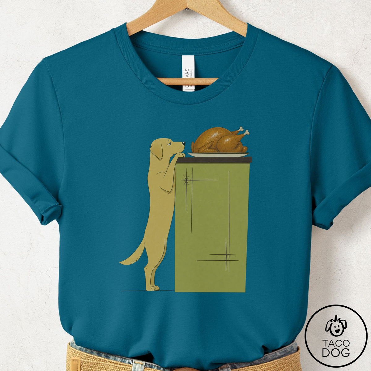 Labrador Retriever Turkey T-Shirt Deep Teal Taco-Dog