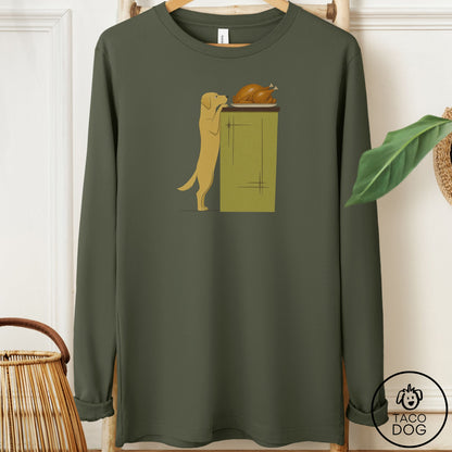 Labrador Retriever Turkey Long Sleeve Tee Military Green Taco-Dog