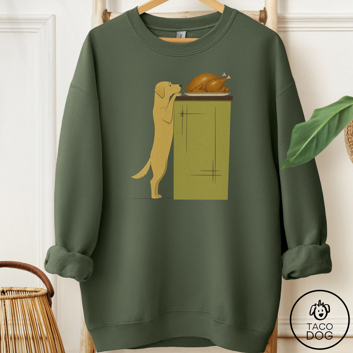 Labrador Retriever Turkey Sweatshirt Military Green Taco-Dog