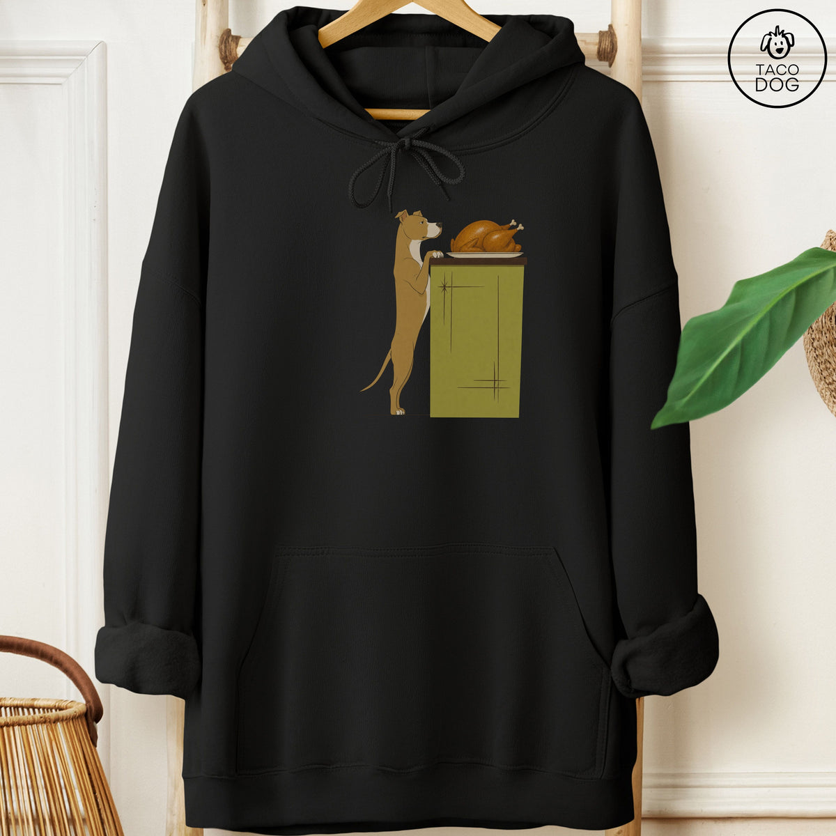 Pitbull Turkey Hoodie Black Taco-Dog