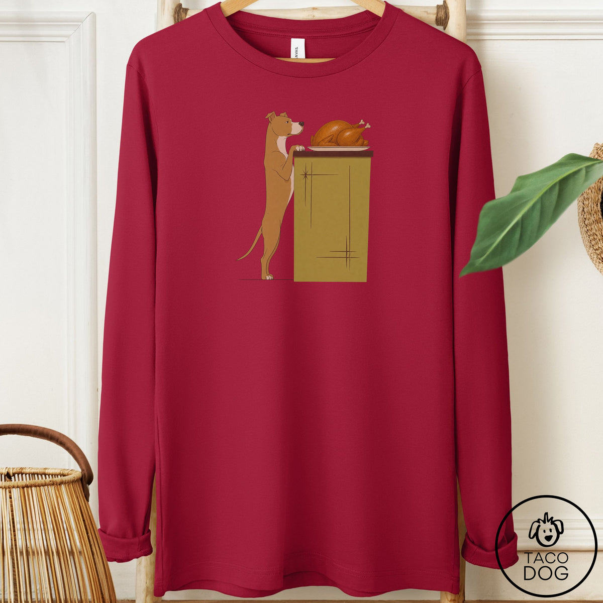 Pitbull Turkey Long Sleeve Tee Cardinal Taco-Dog