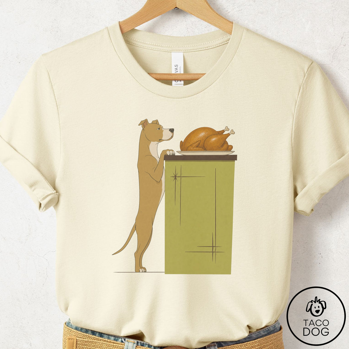 Pitbull Turkey T-Shirt Natural Taco-Dog