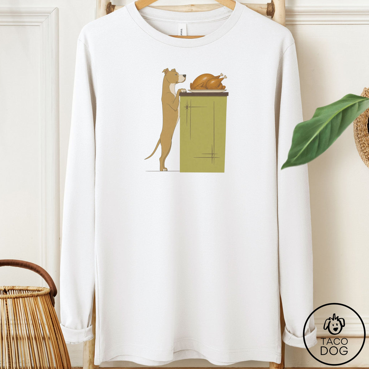 Pitbull Turkey Long Sleeve Tee White Taco-Dog