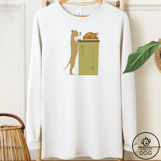 Pitbull Turkey Long Sleeve Tee White Taco-Dog